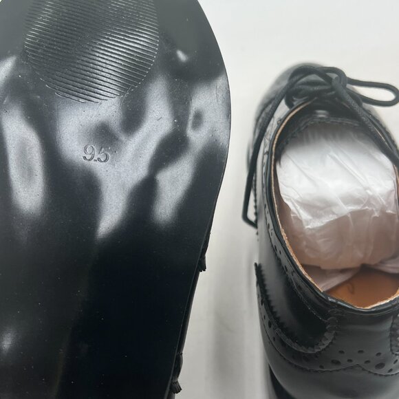 Black Men\'s Black Leather Classic Lace Up Oxford Low Heel Round Toe Dress Pump main image 7